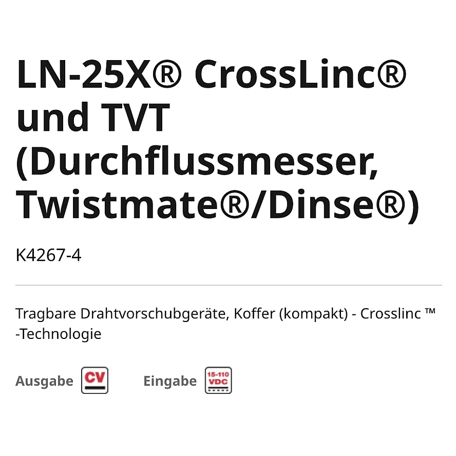 Lincoln LN-25X® CrossLinc® und TVT (Durchflussmesser, Twistmate®/Dinse®)